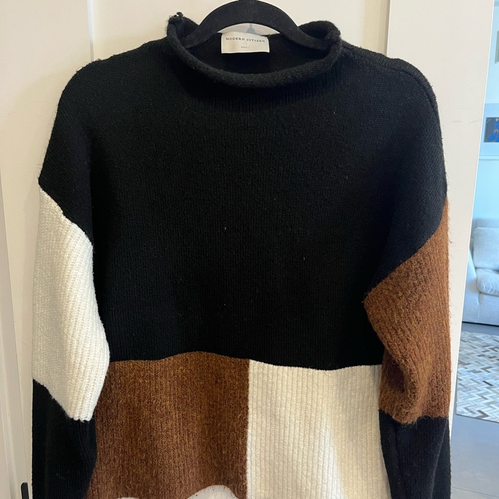 Modern Citizen - Colorblock Sweater - Black, White, and Brown
